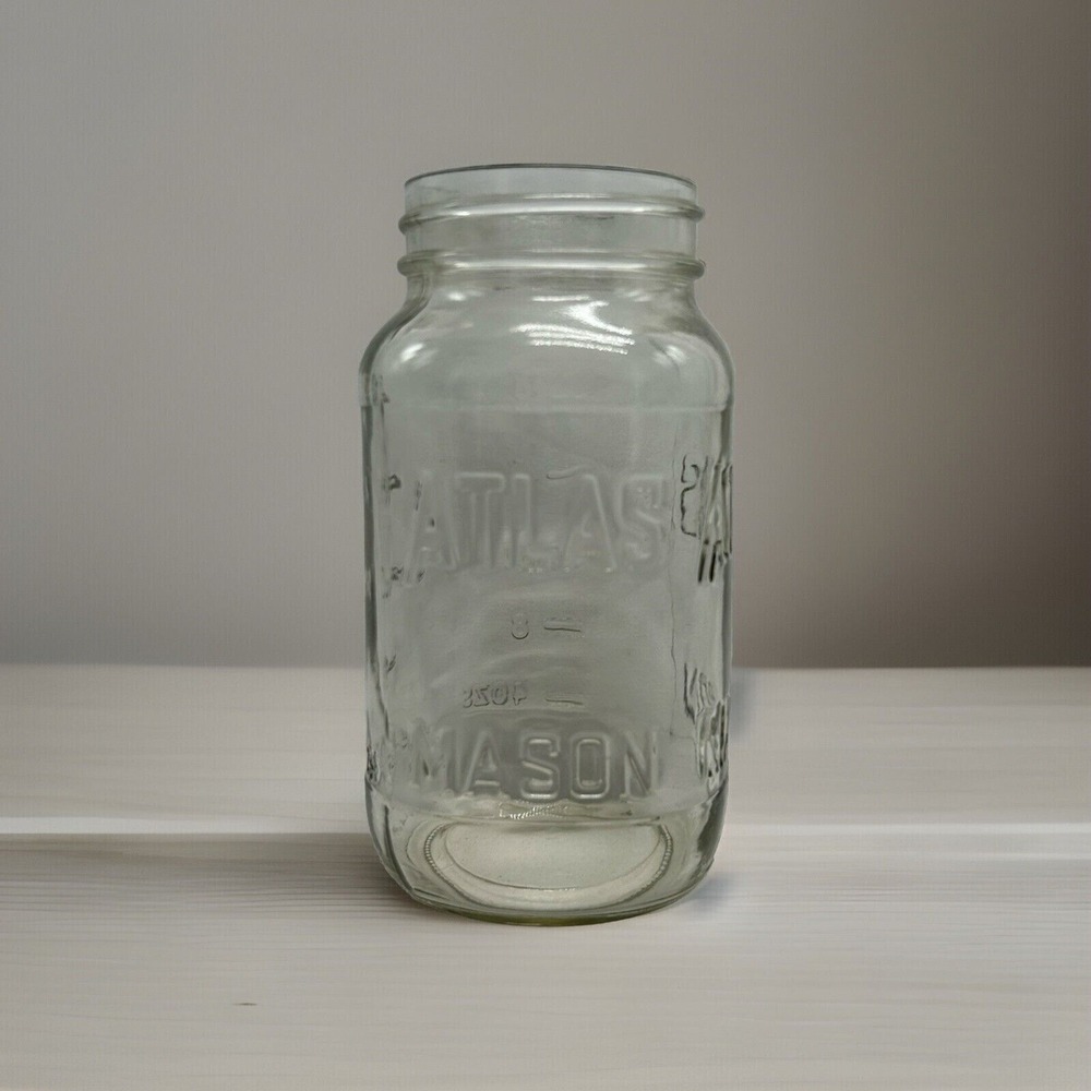 Vintage‎ Atlas Mason Jar No Lid Hazel Atlas 20 Oz Marking on Bottom 4 Clear